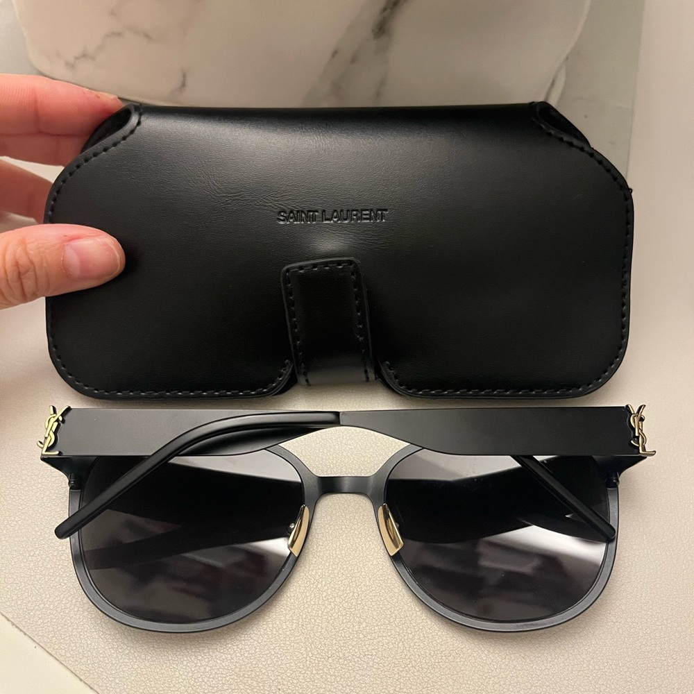 Saint Laurent Black Sunglasses with Gold Accents